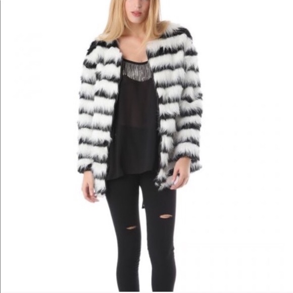 Boutique Jackets & Blazers - Black and White Faux Fur Jacket